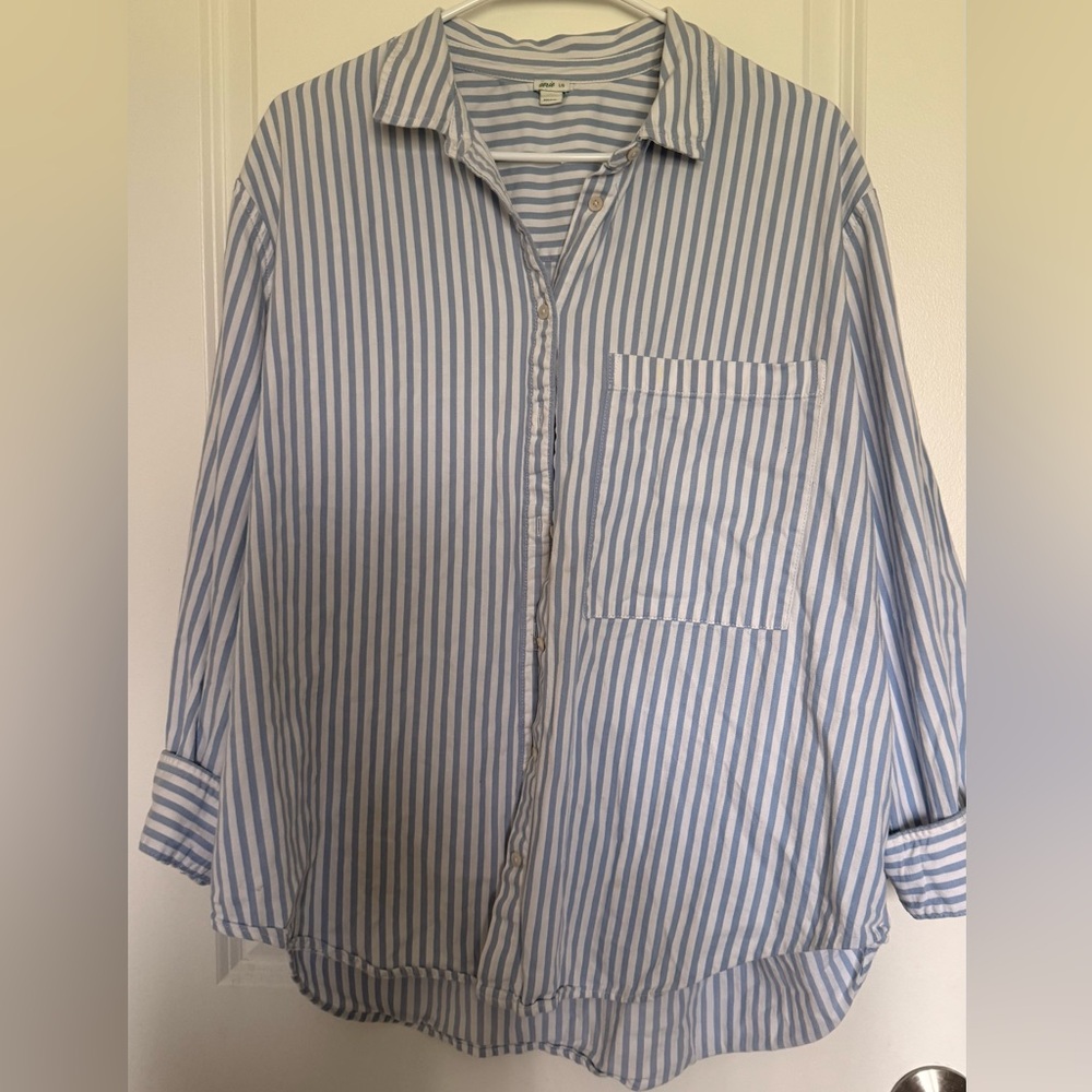 Aerie Blue and White Striped Casual Shirt